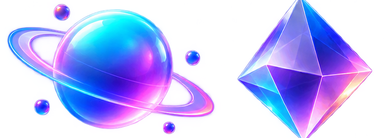 3D Saturn with Rings and Diamond
