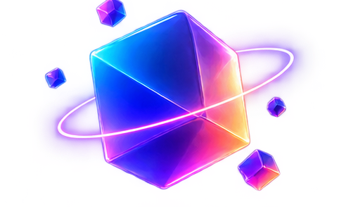 3D Crystal Cube with Halo
